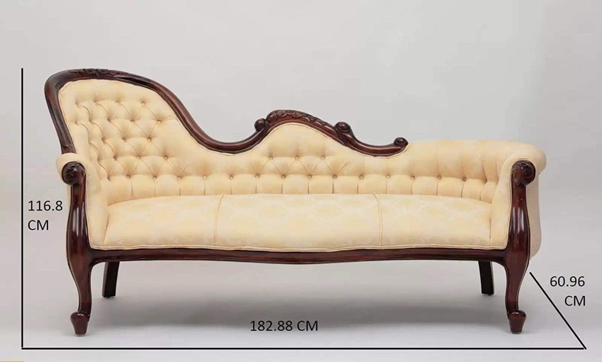 Céleste Teak Wood Chaise Lounge Settee - full length view