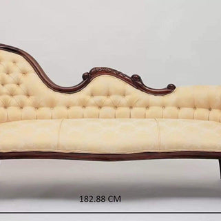 Céleste Teak Wood Chaise Lounge Settee - full length view
