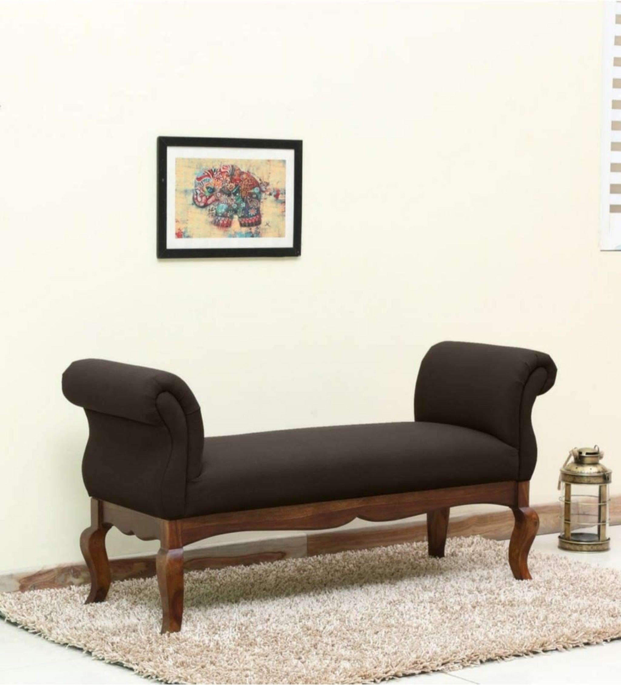 Couch Luxury Upholstered Bench Polyester (Teak Wood) - WoodenTwist