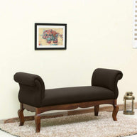 Couch Luxury Upholstered Bench Polyester (Teak Wood) - WoodenTwist