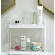 2-Tier Standing Spice Rack For Kitchen/Bathroom Countertop Storage Shelf Organizer (White) - WoodenTwist