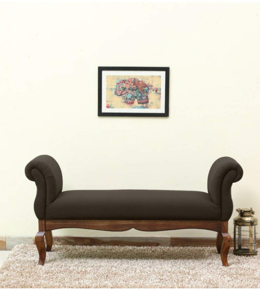 Couch Luxury Upholstered Bench Polyester (Teak Wood) - WoodenTwist