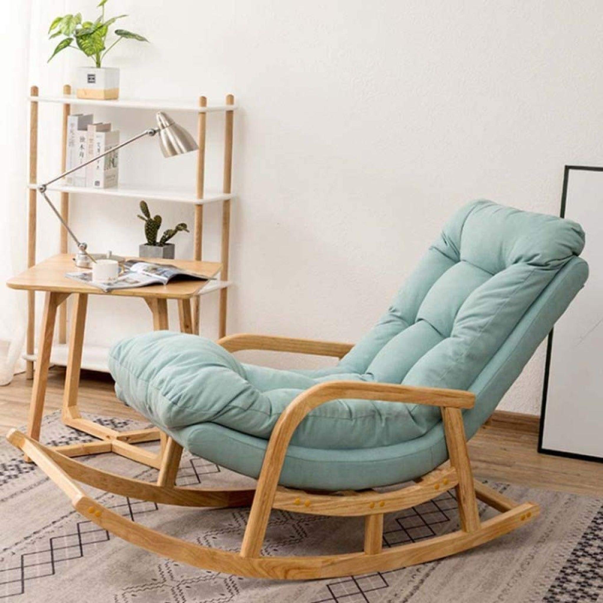 Rocking Chair Colonial and Traditional Super Comfortable Cushion Chair (Natural Polish) - WoodenTwist