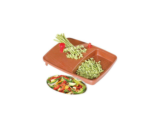 Faverito Brown Plastic Chopping Board with Metal Knife (10 cm) - WoodenTwist