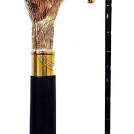 Antique Brass Handle Vintage Style Wooden Walking Cane Stick With Antique Lion Design - WoodenTwist