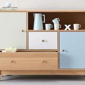 Handmade Stylish Wooden Cabinet Three Paint Doors With Storage - WoodenTwist