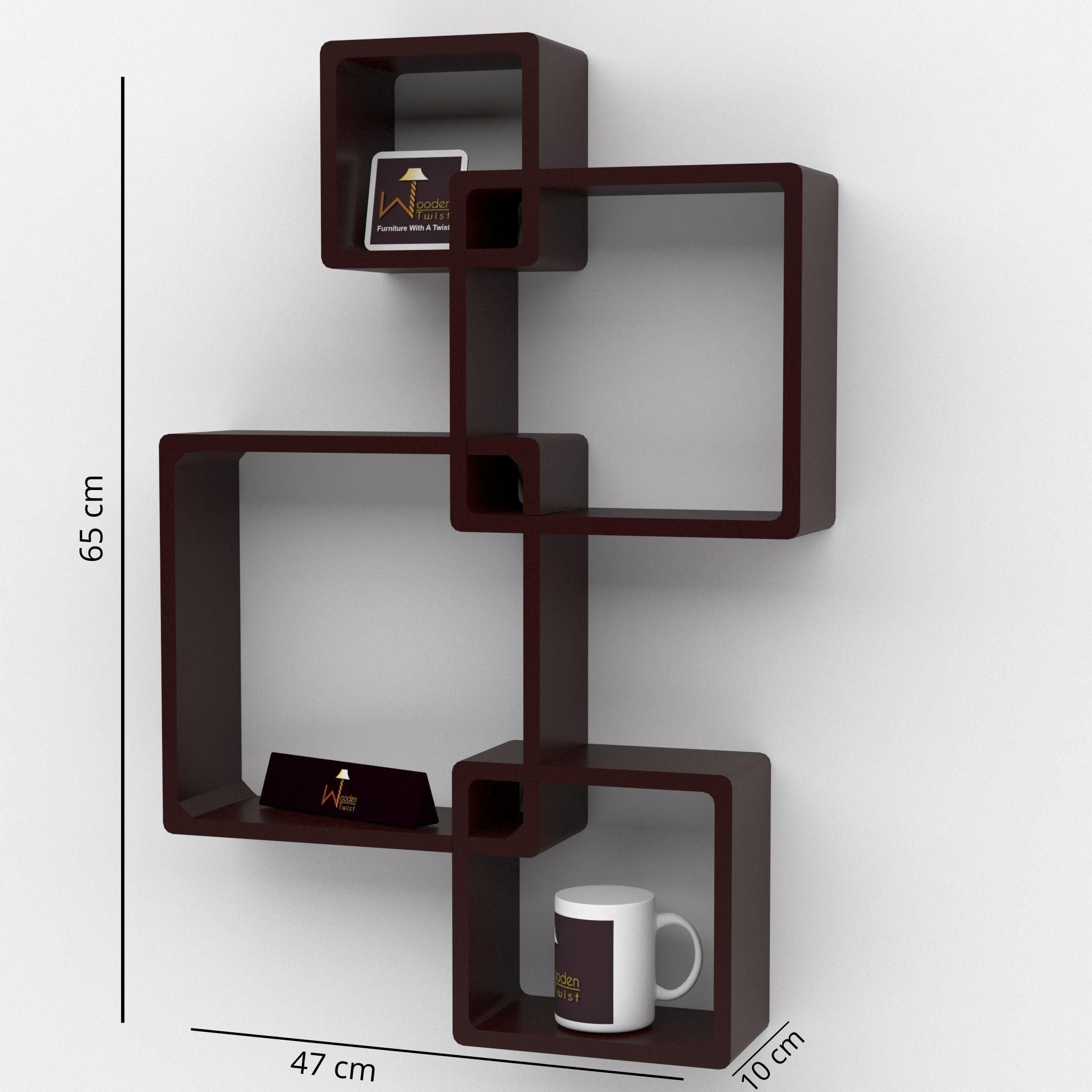 Rafuf Intersecting Floating Wall Shelves dimension diagram 47 x 10 x 65 cm