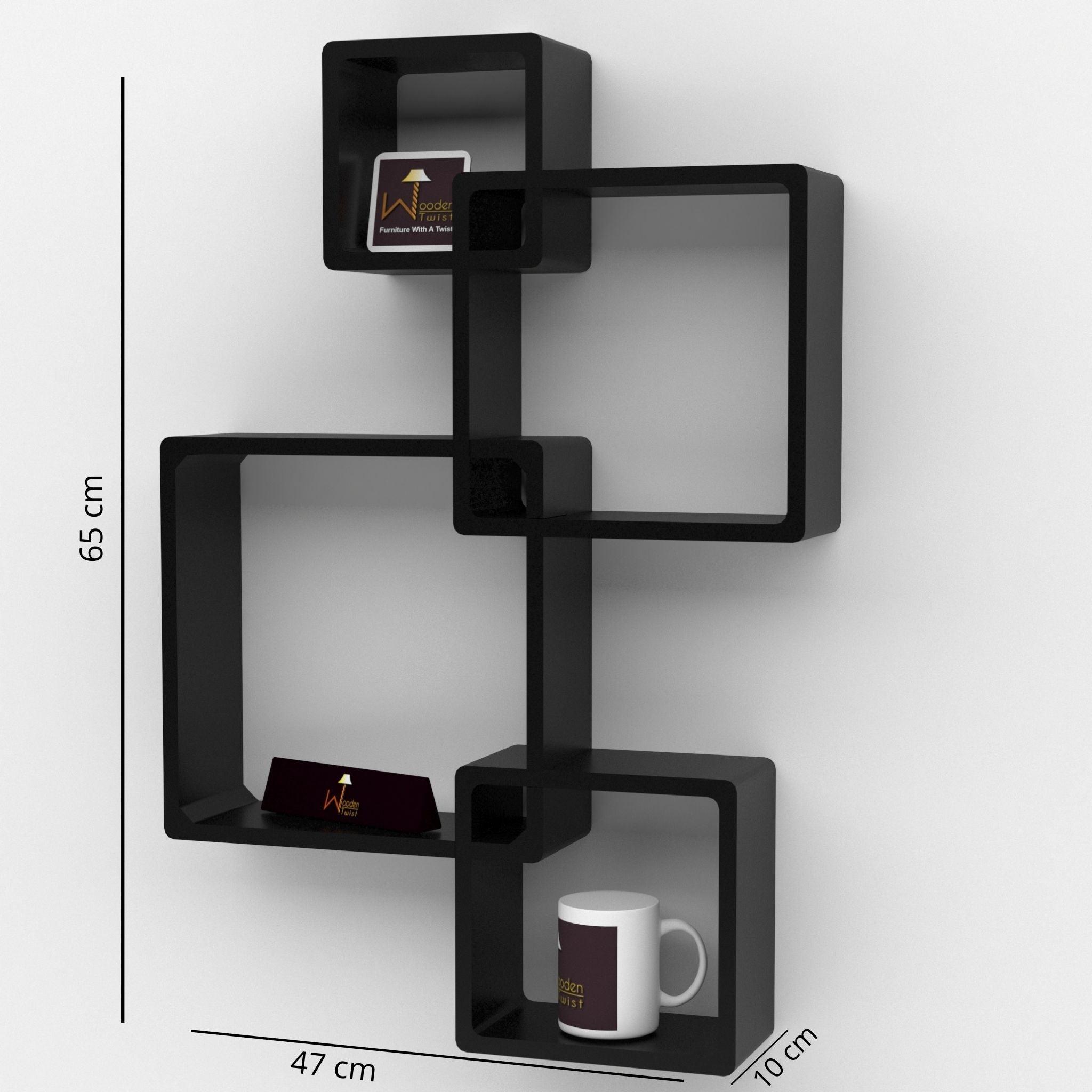 Rafuf Intersecting Floating Wall Shelves size chart in centimetres