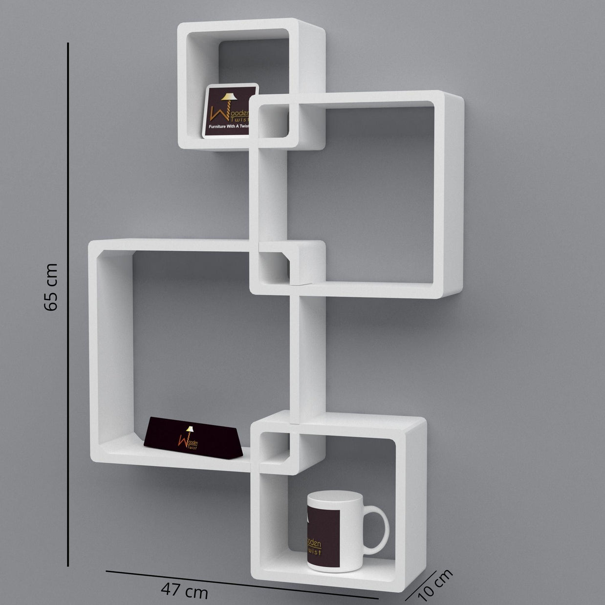 Rafuf Intersecting Floating Wall Shelves size guide, 65 cm height