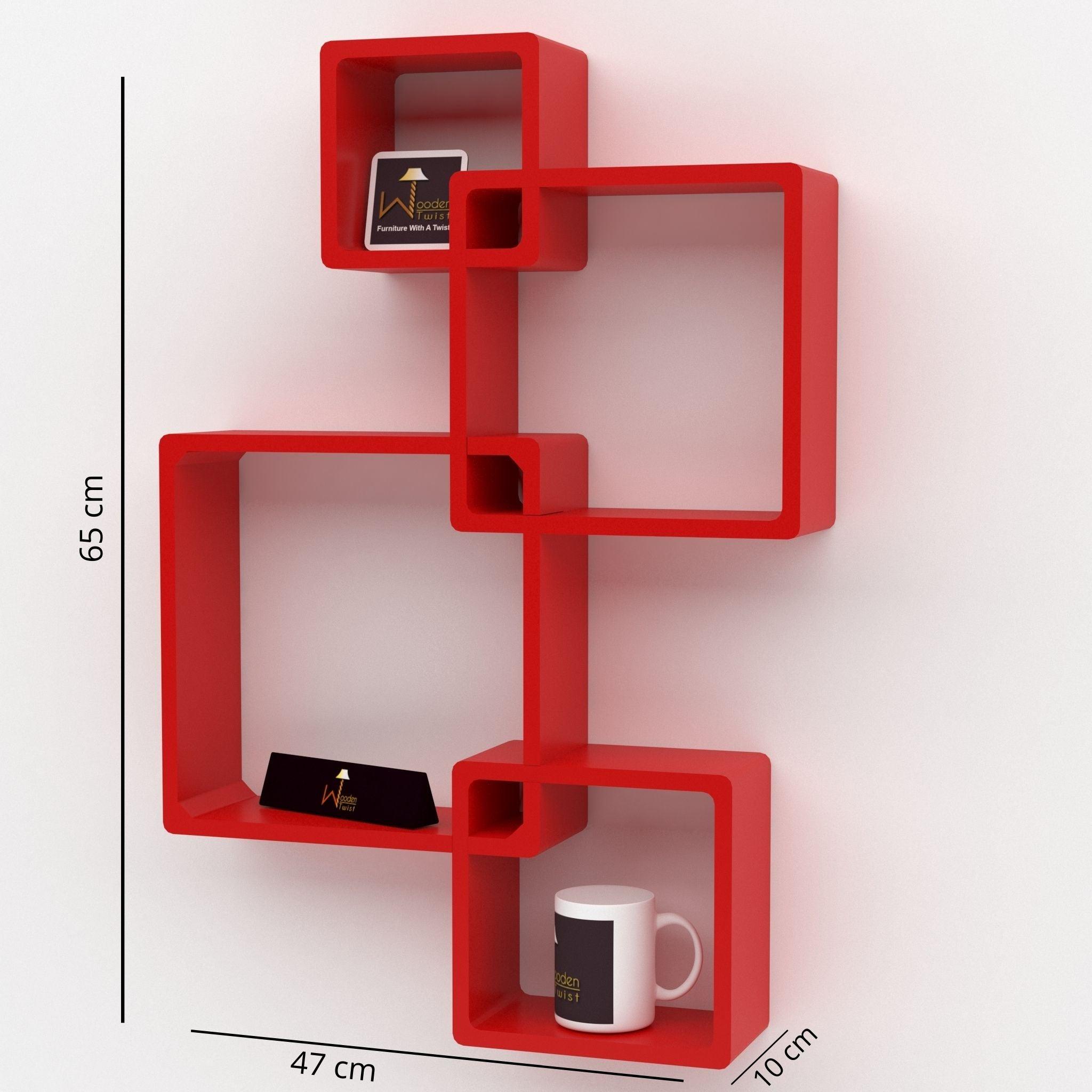 Rafuf Intersecting Floating Wall Shelves with 4 Shelves - WoodenTwist