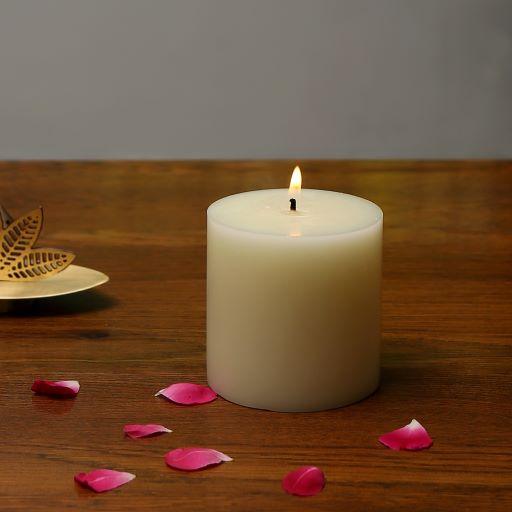 Hand moulded Pillar candle in ivory white to add to your festive décor - WoodenTwist