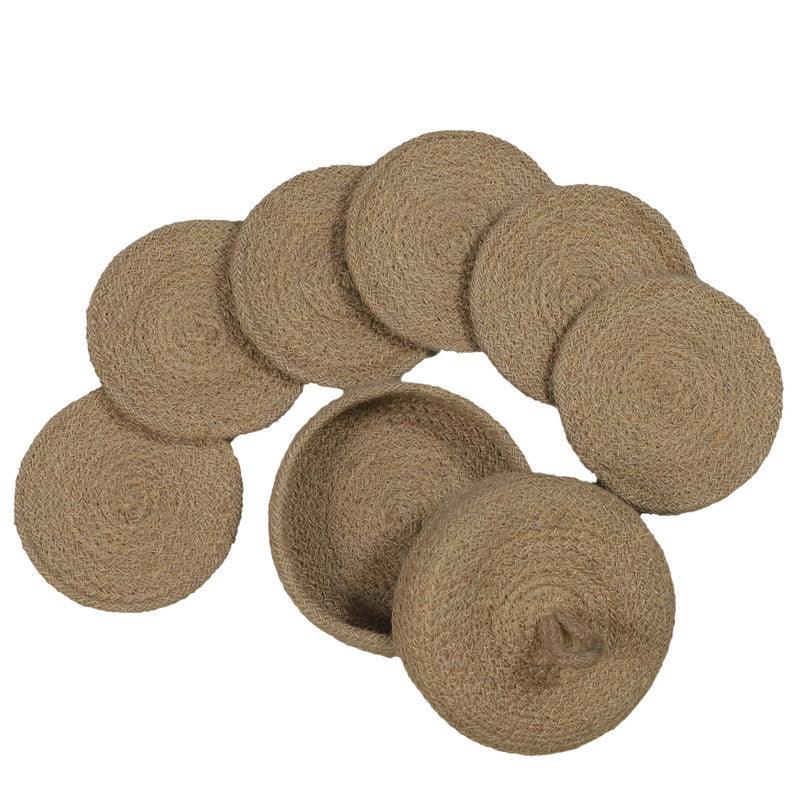 Polyster Round Coaster Set (6 PCS Set) Machine Washable Absorbent Size: 6 inch Diameter - WoodenTwist