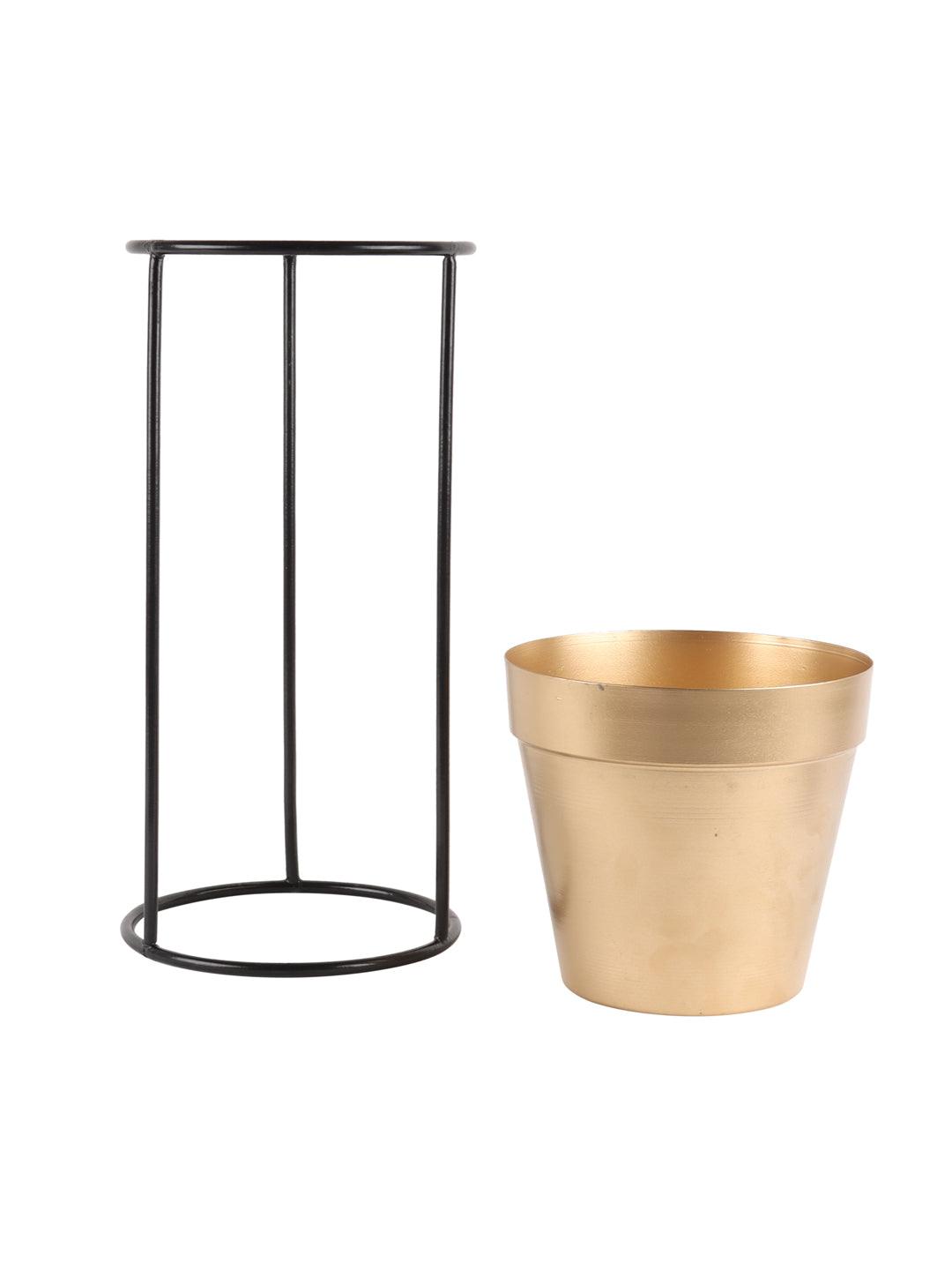 Big Pot Shape Planter Black & Gold (Set of 2) - WoodenTwist