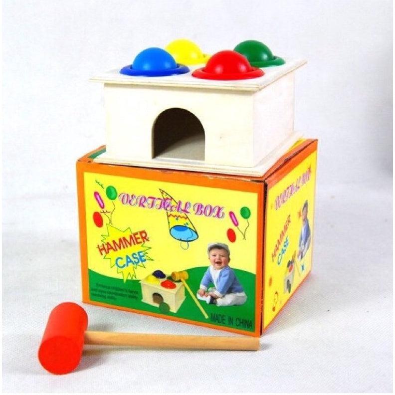 Wooden Hammer Case Toy for Kids, Pounding Bench with 4 Balls 1 Hammer (Educational Toy) - WoodenTwist