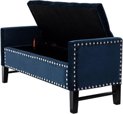 Royal Blue Premium Wood Upholstered Flip top Storage Bench - WoodenTwist