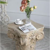 Wooden Twist Hand Carved Pedestal Style End Table Mango Wood - WoodenTwist