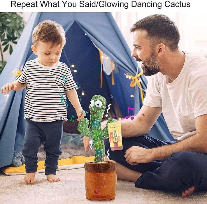 Dancing Cactus Talking Toy Wriggle Singing Recording Repeats (Green) - WoodenTwist