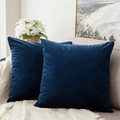 Blue Color Velvet Cushion Covers ( Set of 2 ) - WoodenTwist