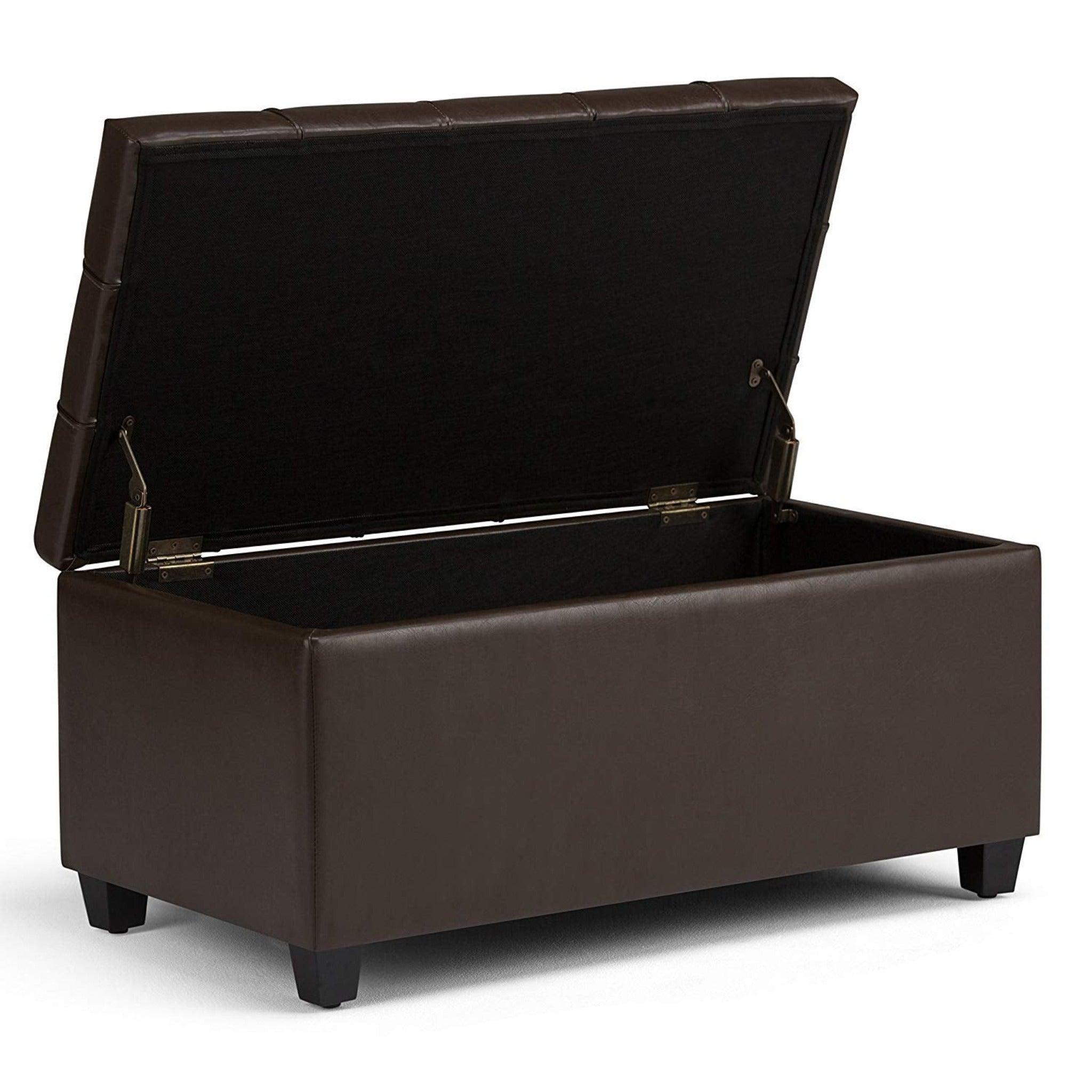 1 Seater Luper Tufted Storage Ottoman Pouffes with Storage Satin (Leatherette) - WoodenTwist