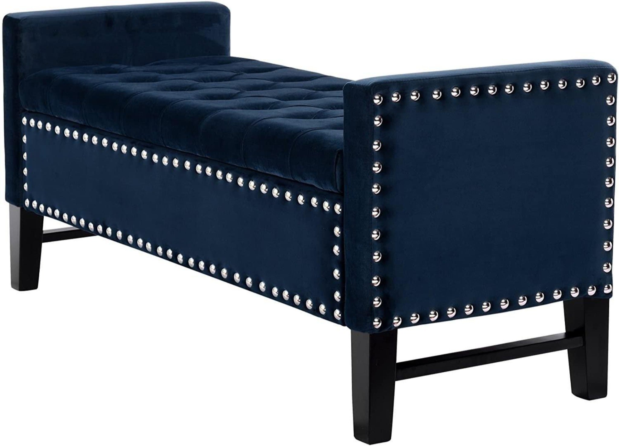 Royal Blue Premium Wood Upholstered Flip top Storage Bench - WoodenTwist