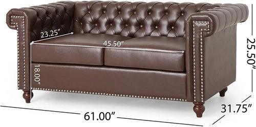 Modern Handmade Leatherette Love Seats Sofa - WoodenTwist