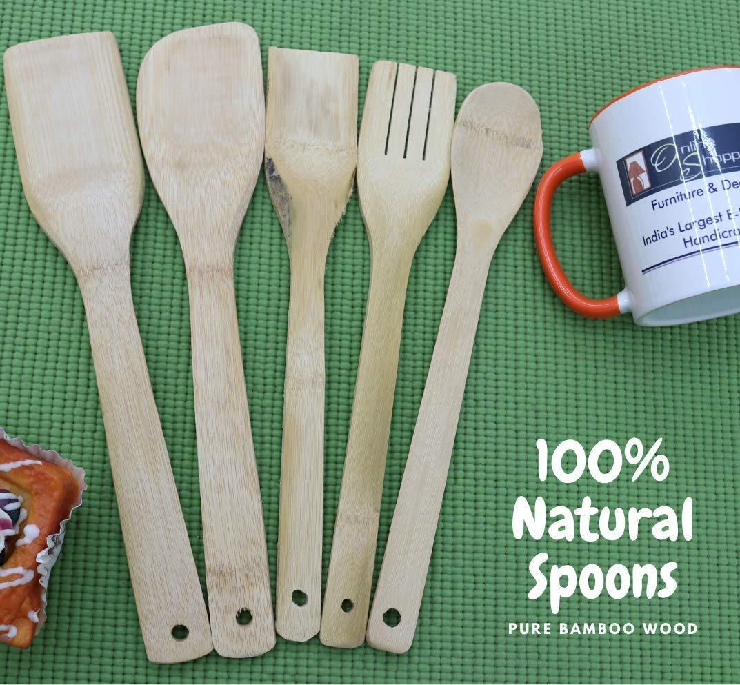 Bamboo Wood Cooking Spoons - fanned out view