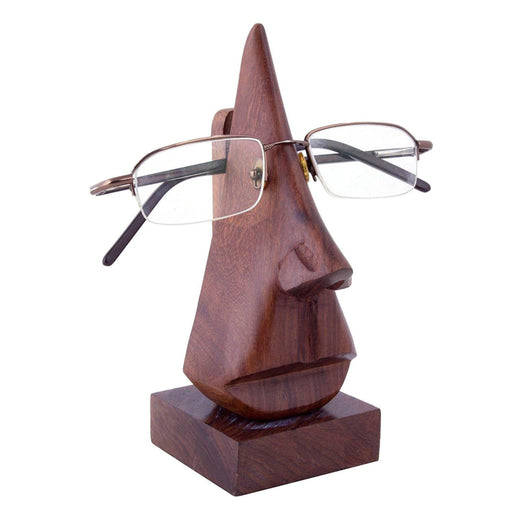 wooden nose shaped spectacle holder