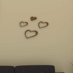 Decals Design Hearts Wooden Wall Sticker (Red) - WoodenTwist