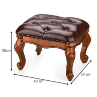 Wooden Twist Squat Teak Wood Small Footrest Pouf & Ottoman Stool - WoodenTwist