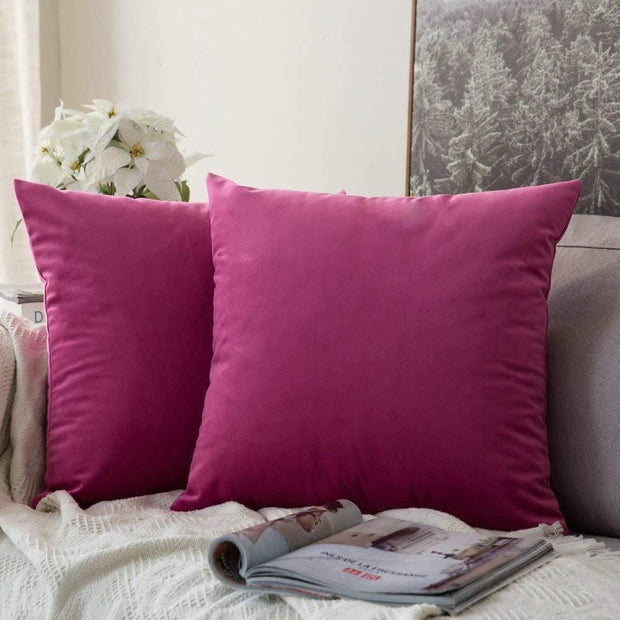 Wine Color Velvet Cushion Covers ( Set of 2 ) - WoodenTwist