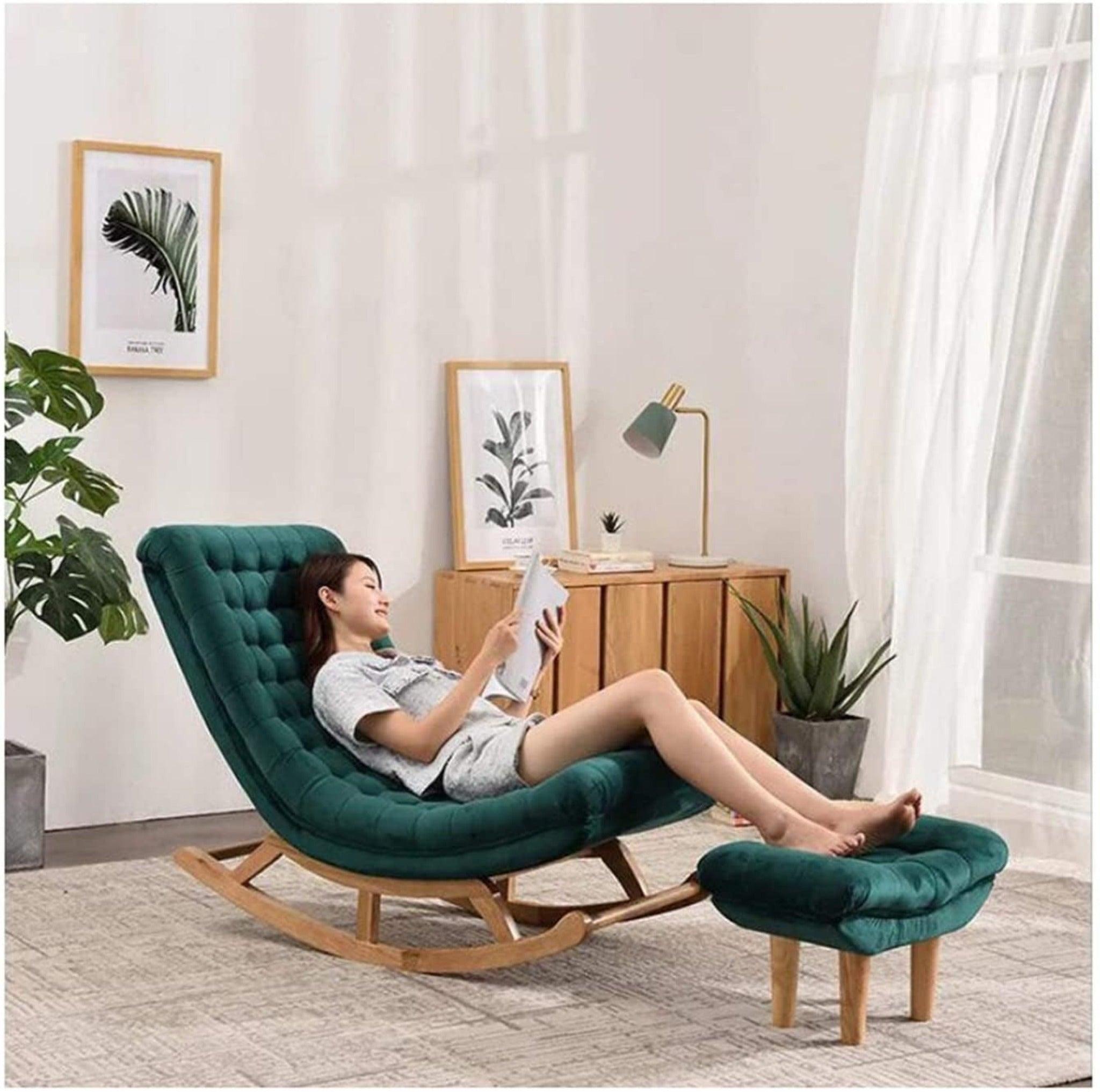 Buy Green Recliner Lounger Wooden Rocking Chair Online WoodenTwist