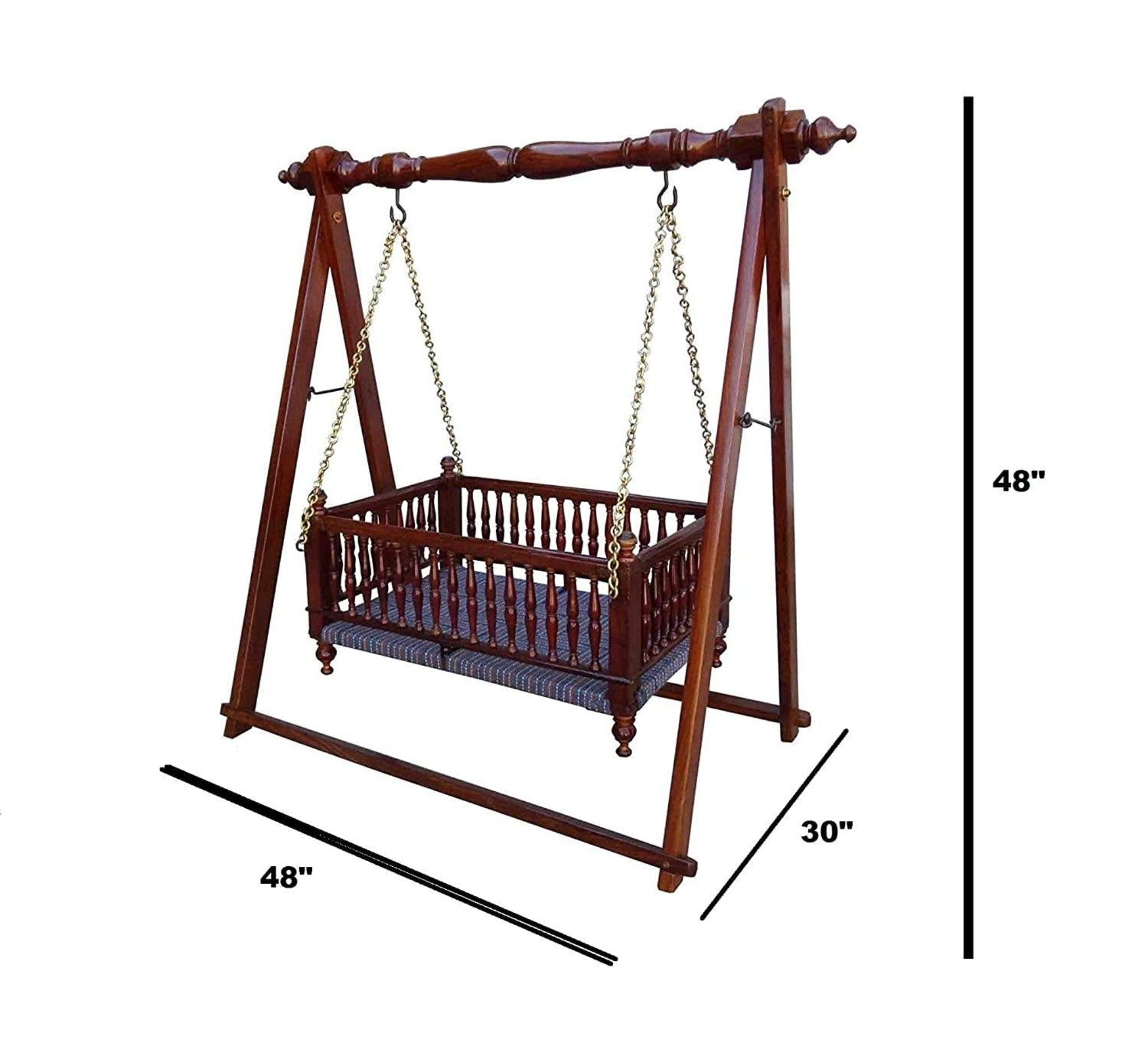 Wooden Handmade Cradle Brown Standard (Sheesham Wood) - WoodenTwist