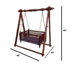 Wooden Handmade Cradle Brown Standard (Sheesham Wood) - WoodenTwist