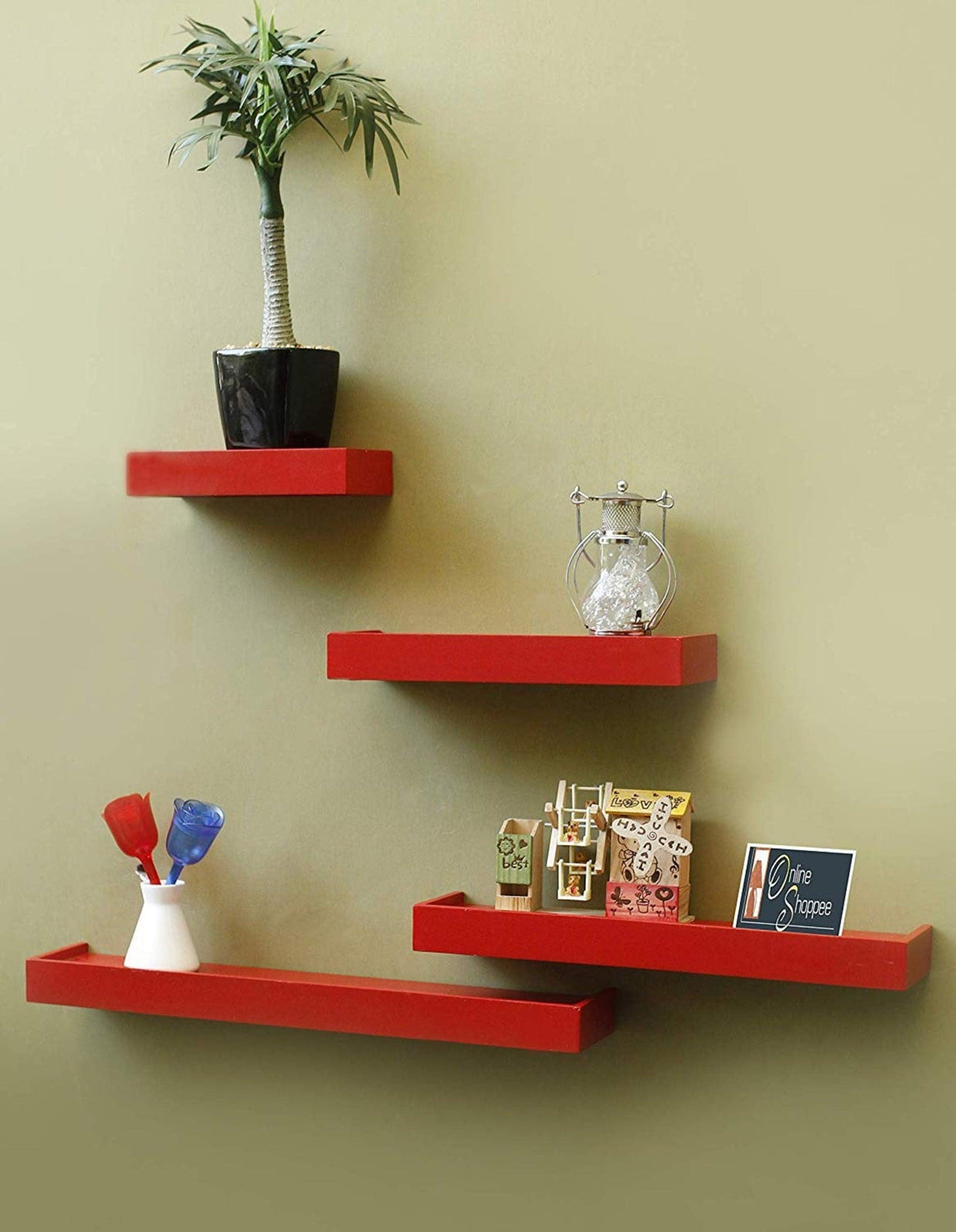 Wooden Rectangular Floating Wall Shelves set of 4 - WoodenTwist