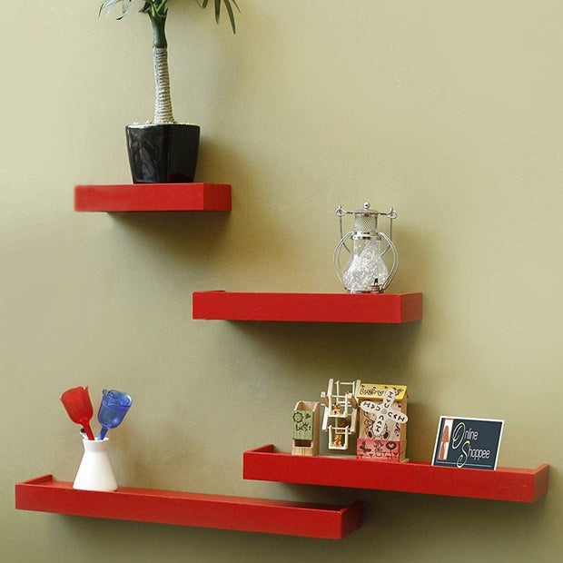Wooden Rectangular Floating Wall Shelves set of 4 - WoodenTwist
