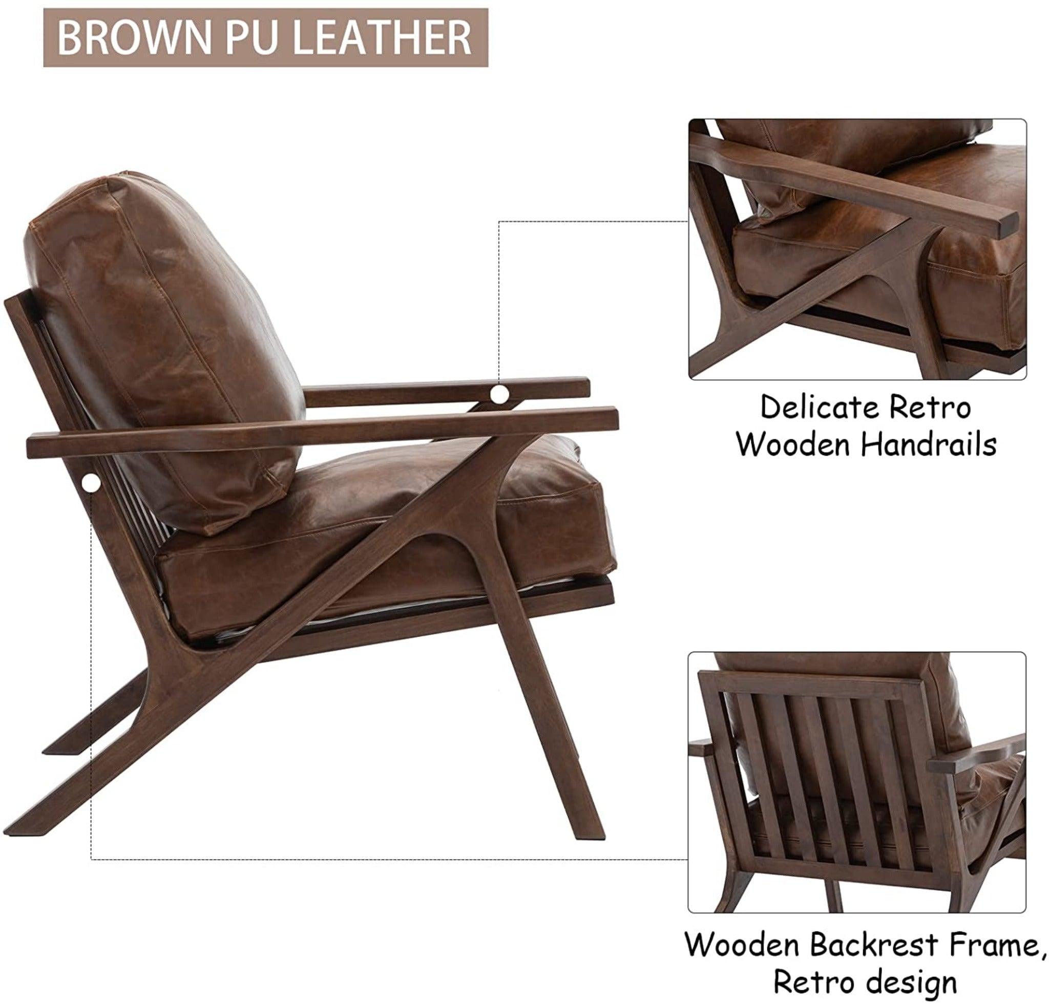 Recliner Mid Century Modern Arm Chair (Teak Wood & Leatherette) - WoodenTwist