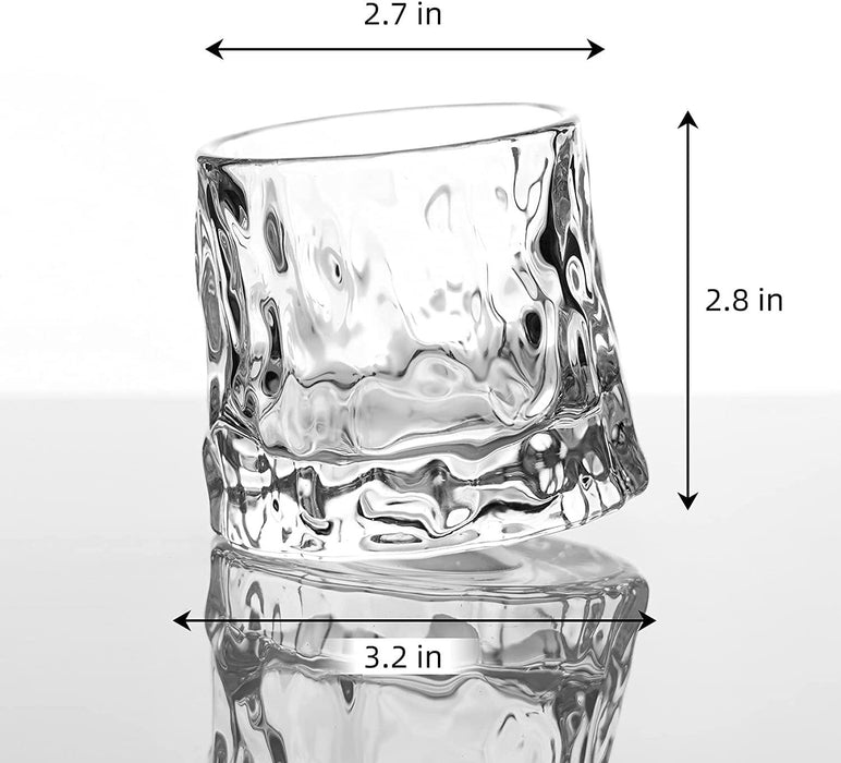 Old Fashioned Dancing Glass Glossy Glacier with Rotatable Bottom 250 ml (Set of 6) - WoodenTwist