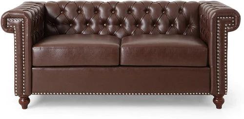 Modern Handmade Leatherette Love Seats Sofa - WoodenTwist