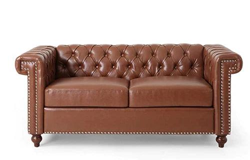 Modern Handmade Leatherette Love Seats Sofa - WoodenTwist