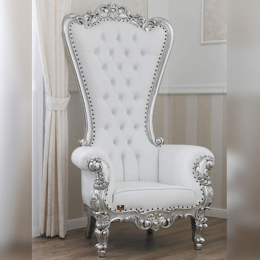 Luxurious High Back throne Silver Leaf Chair - WoodenTwist
