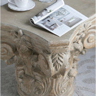 Wooden Twist Hand Carved Pedestal Style End Table Mango Wood - WoodenTwist