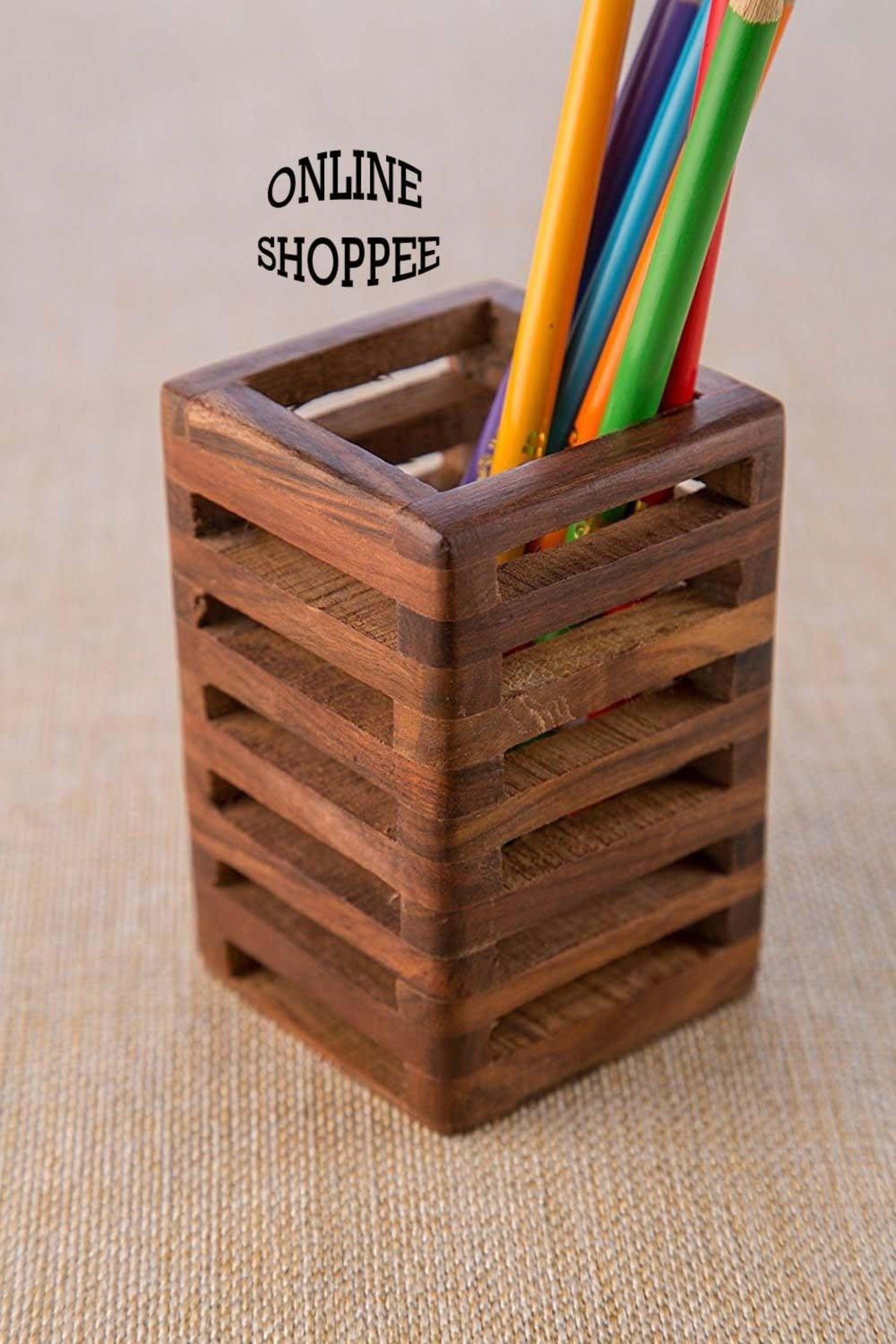 brown color pen holder