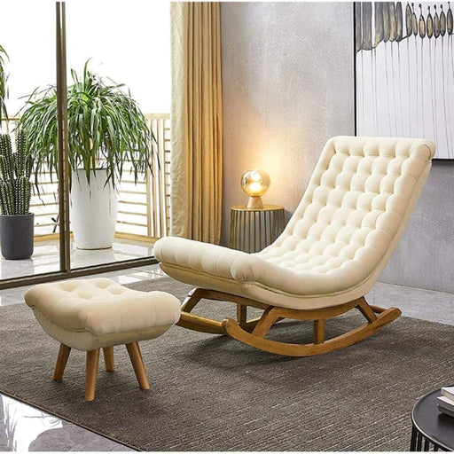 Recliner Lounger Wooden Rocking Chair in Premium Soft Comfortable Cushion