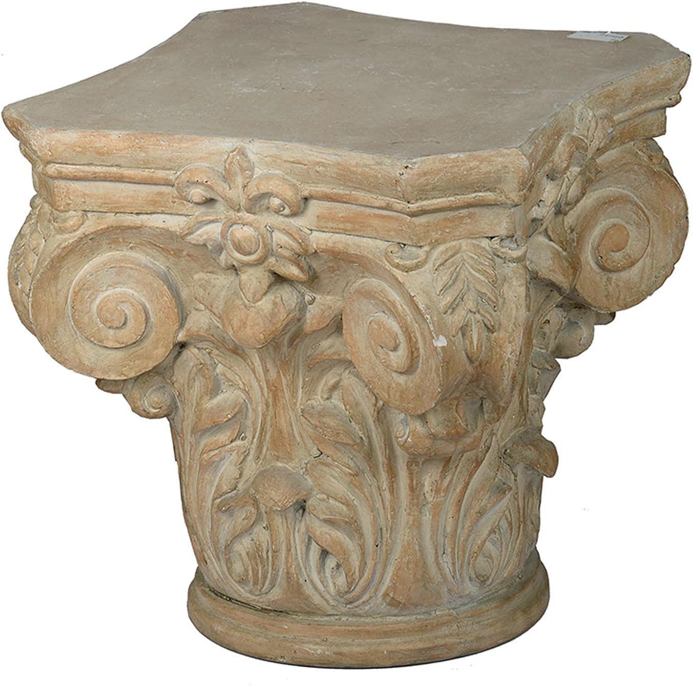 Wooden Twist Hand Carved Pedestal Style End Table Mango Wood - WoodenTwist