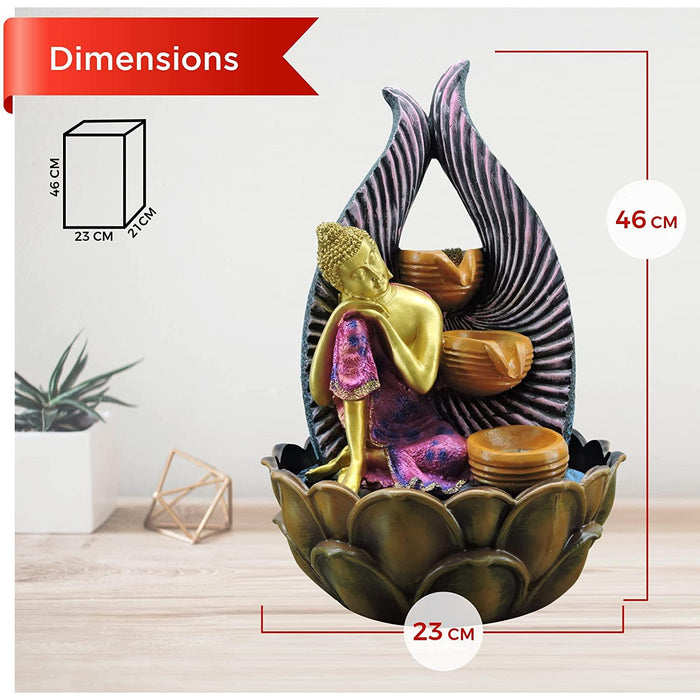 Beautiful Lord Buddha with 3 Steps Elegant for Home Decorative Home Gifts for Drawing Room Living Room - WoodenTwist