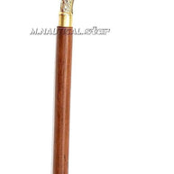Antique Brass Design Head Handle Vintage Style Wooden Walking Cane Stick - WoodenTwist