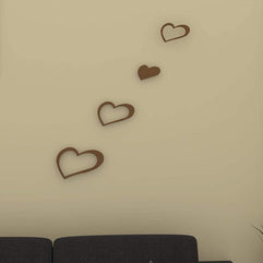 Decals Design Hearts Wooden Wall Sticker (Red) - WoodenTwist