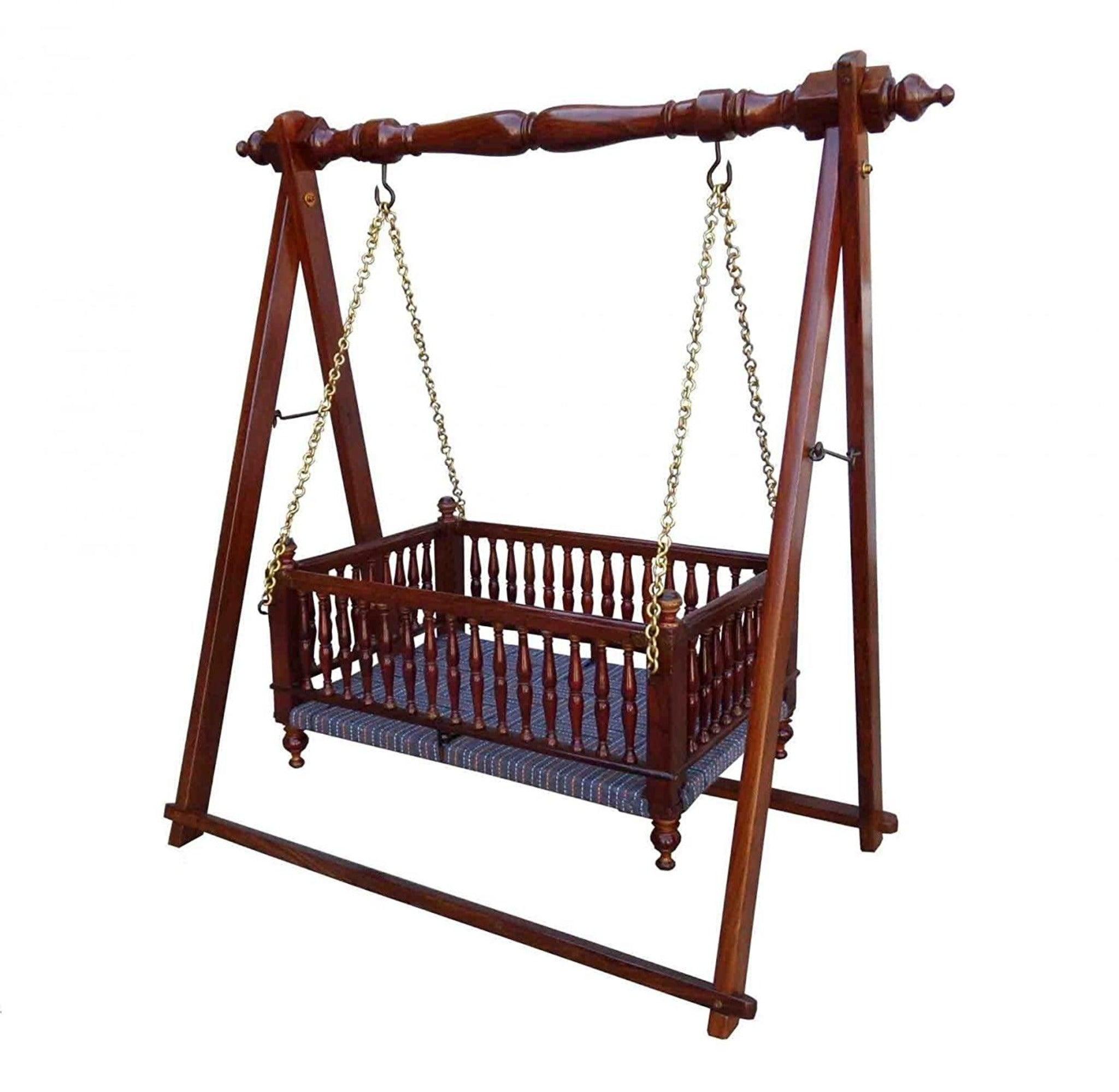 Wooden Twist Bazzy Handmade Teak Wood Baby Cradle Traditional