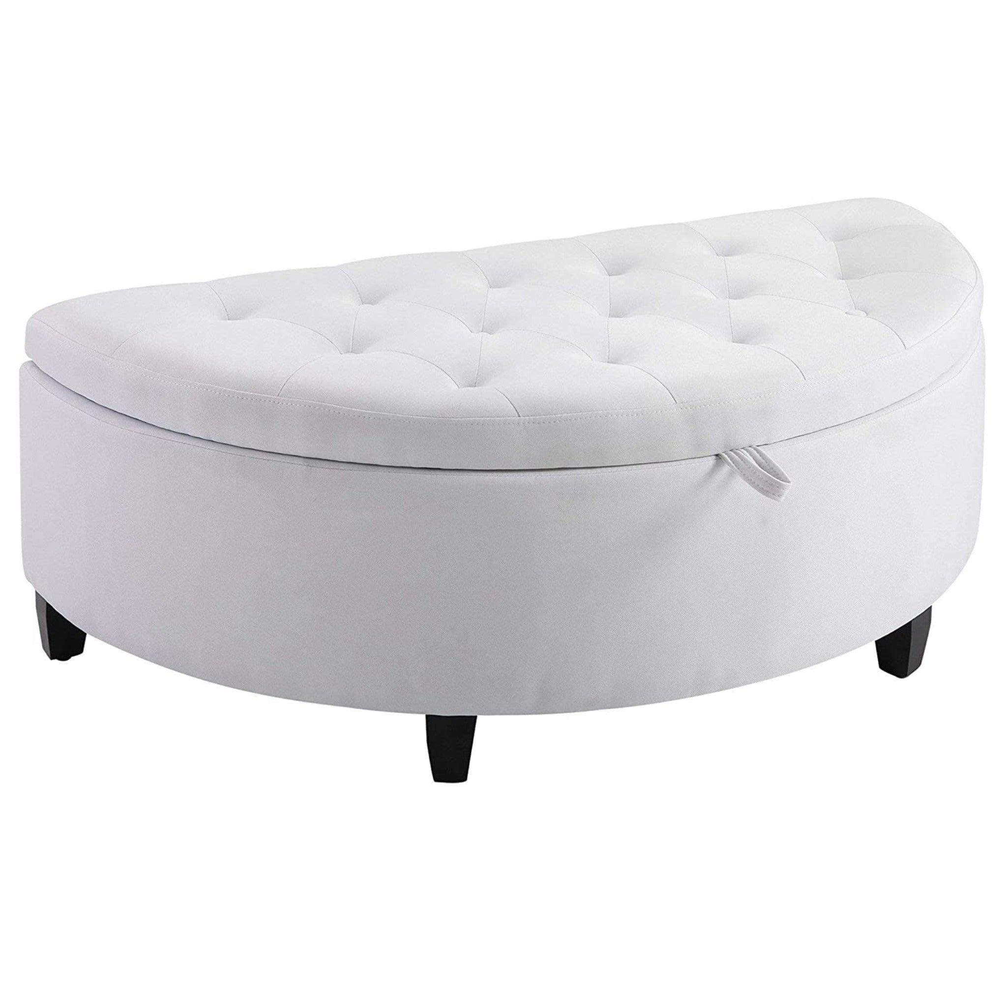 Half Moon Velvet Tufted Storage Bench Footstool Bed End Table for Living Room ( Big ) - WoodenTwist