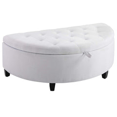 Half Moon Velvet Tufted Storage Bench Footstool Bed End Table for Living Room ( Big ) - WoodenTwist